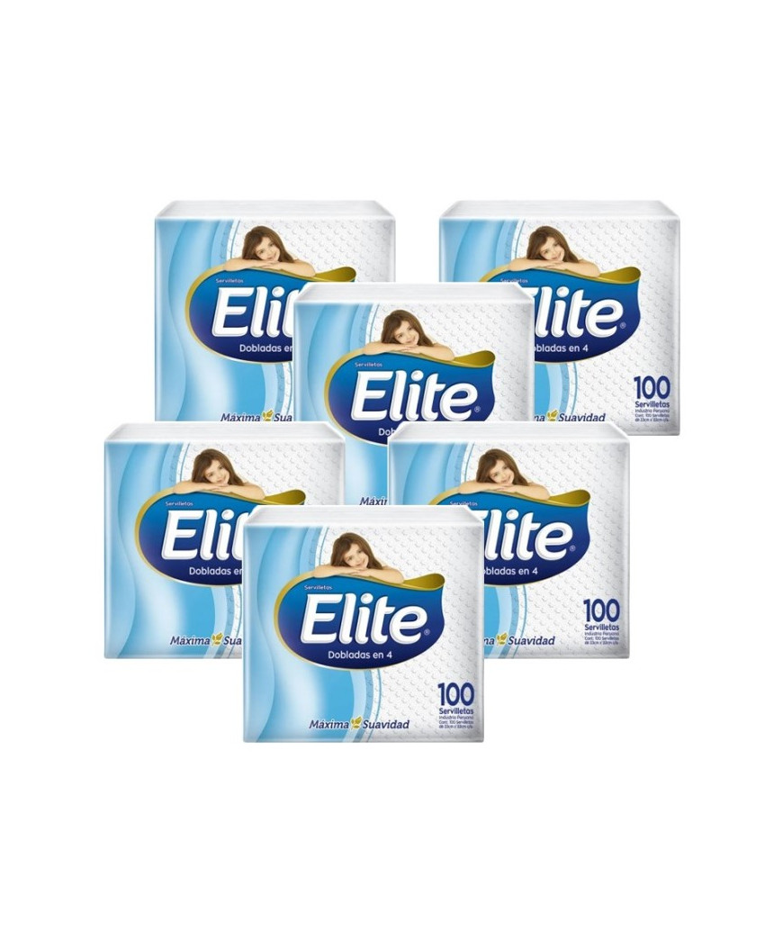 SERVILLETA ELITE DOBLADA EN CUATRO X 100 UN X 6