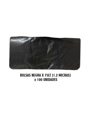 BOLSAS NEGRAS X 75 LT X 100 UN (1.2 MICRAS) ( 86 CM X 71CM )