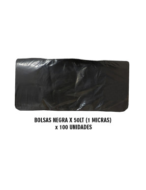 BOLSAS NEGRAS X 50 LT. X 100 UN. ( 1.3 MICRA ) PLAST (63.5 CM X 76.2 CM APROX)