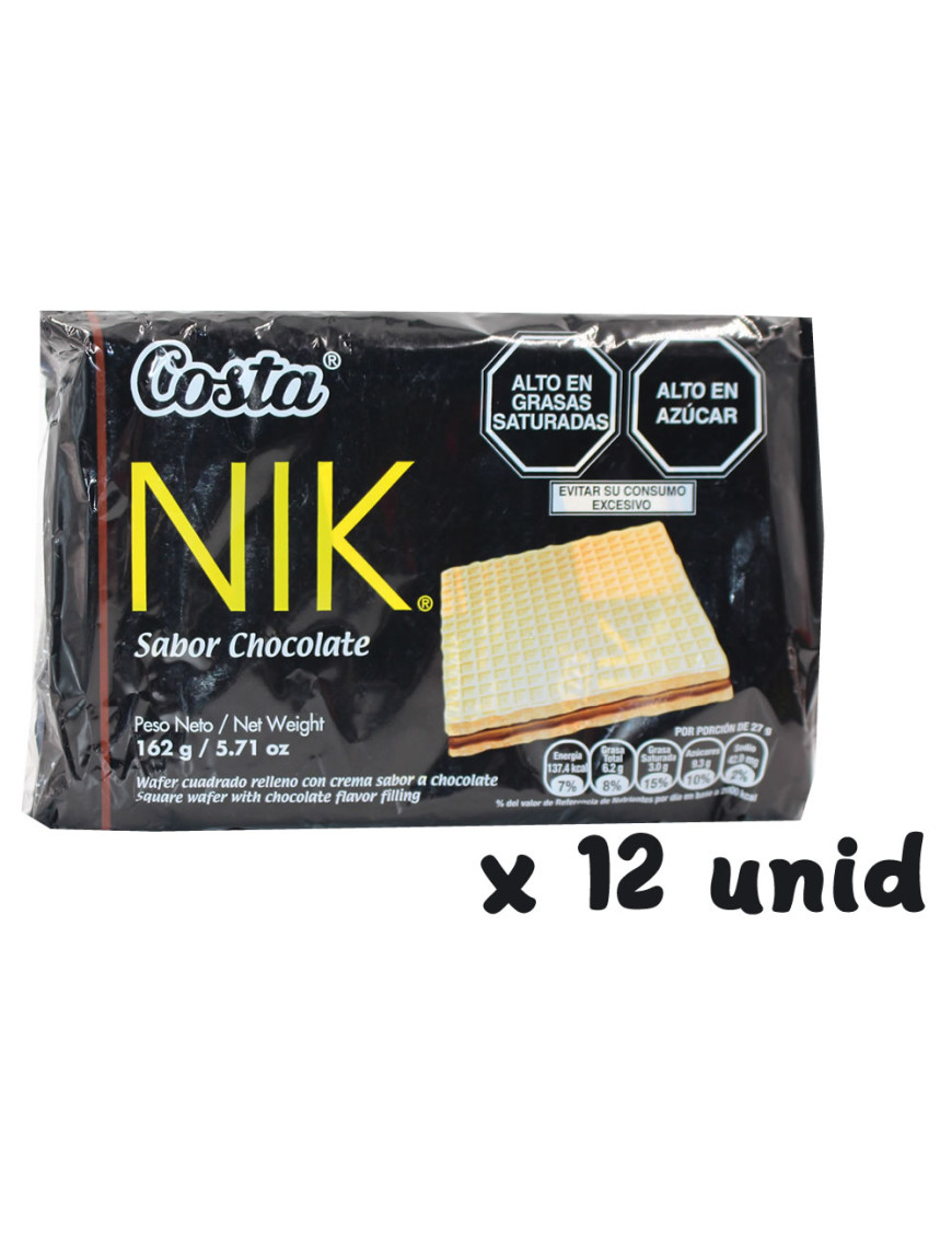 NIK WAFERS SIX PACK X 162 GR CHOCOLATE X 12 PACK