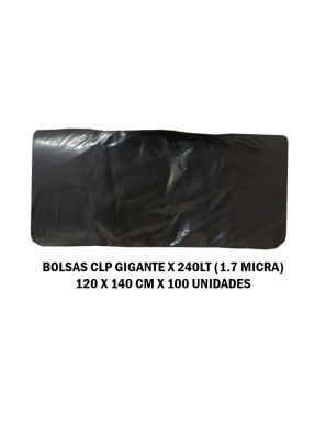 BOLSAS ESP. GIGANTE NEGRAS X 240 LT (1.7 MICRAS - 120 X 150 CM X 100 UN) BASURA / DESECHOS