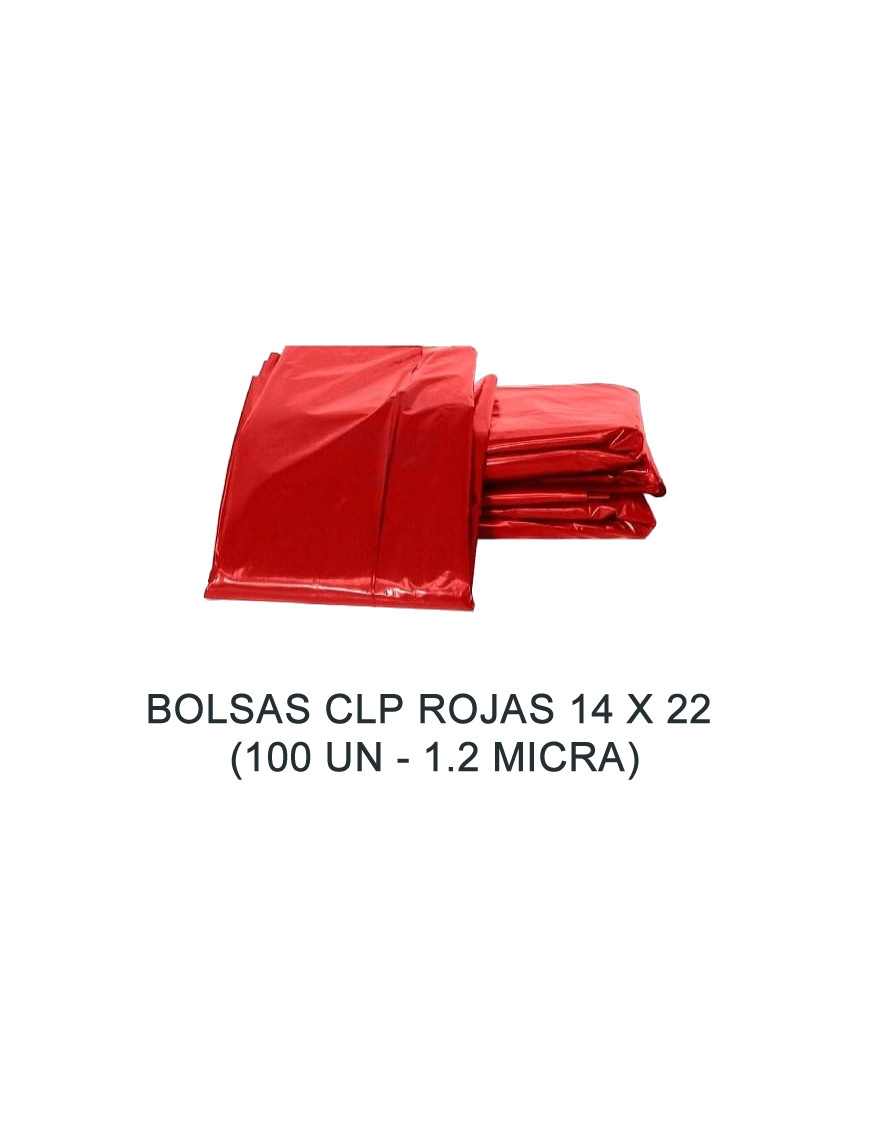 BOLSAS ESP. ROJAS 14 X 22 (100 UN - 1.2 MICRA) BASURA / DESECHOS