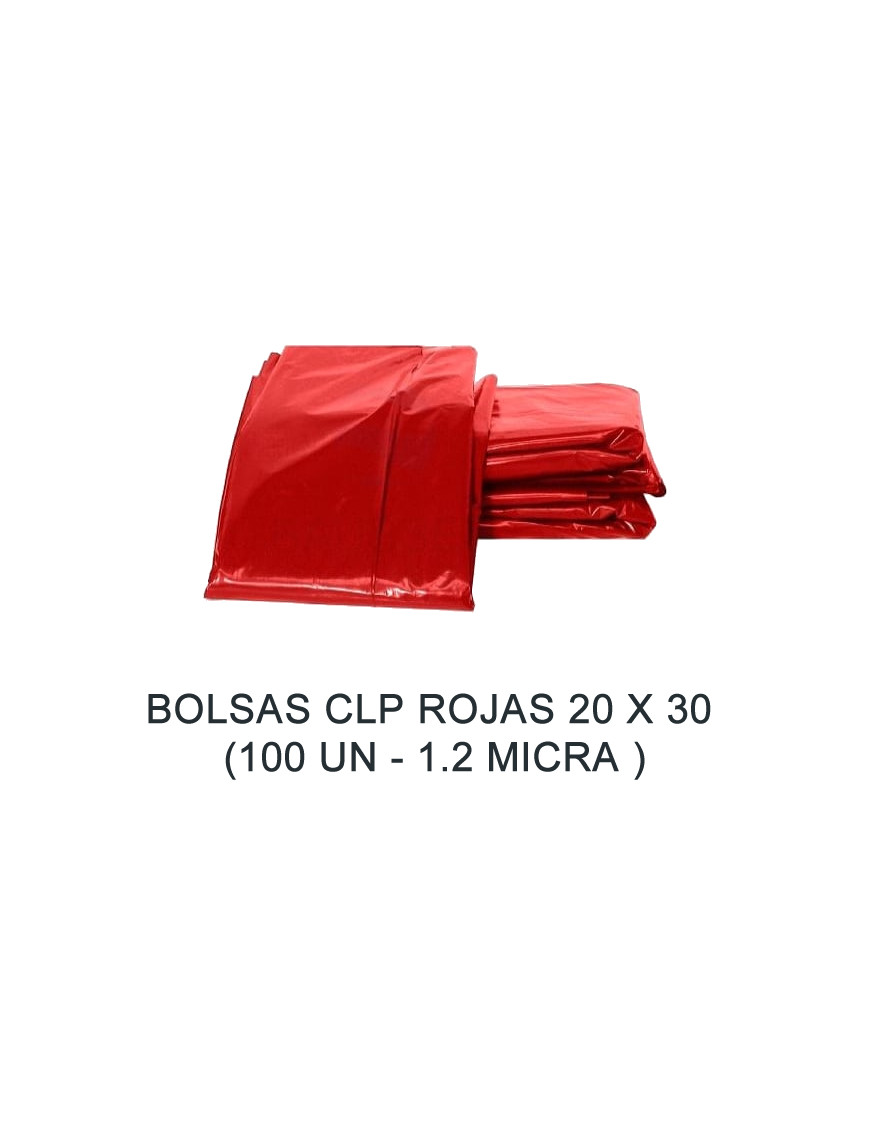 BOLSAS ESP. ROJAS 20 X 30 x 100 UN (1.2 MICRA) BASURA ( 50.50 cm x 73.5 cm APROX)