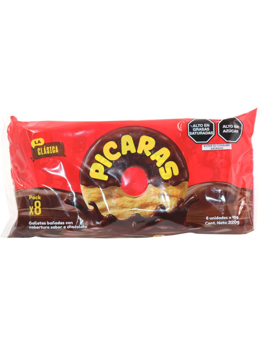 PICARAS GALLETAS DE CHOCOLATE PACK X 8 UN X 304 GR