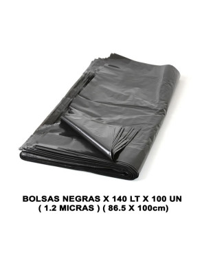 BOLSAS NEGRAS X 140 LT X 100 UN ( 1.2 MICRAS ) ( 86.5 X 100cm)