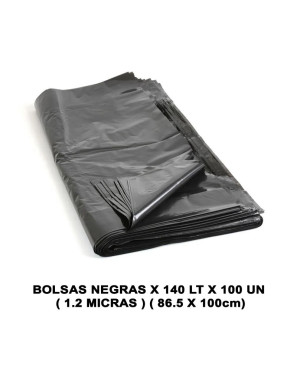 BOLSAS NEGRAS X 140 LT. X 100 UN. ( 1.3 MICRAS ) ( 86.5 X 100cm)