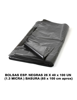 BOLSAS ESP. NEGRAS 26 X 40 x 100 UN (1.2 MICRA ) BASURA/DESECHOS