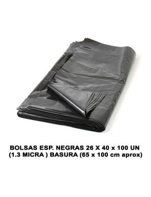 BOLSAS ESP. NEGRAS 26 X 40 x 100 UN (1.2MICRA ) BASURA/DESECHOS