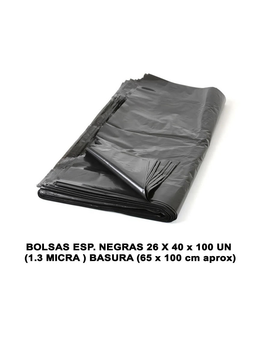 BOLSAS ESP. NEGRAS 26 X 40 x 100 UN (1.2MICRA ) BASURA/DESECHOS