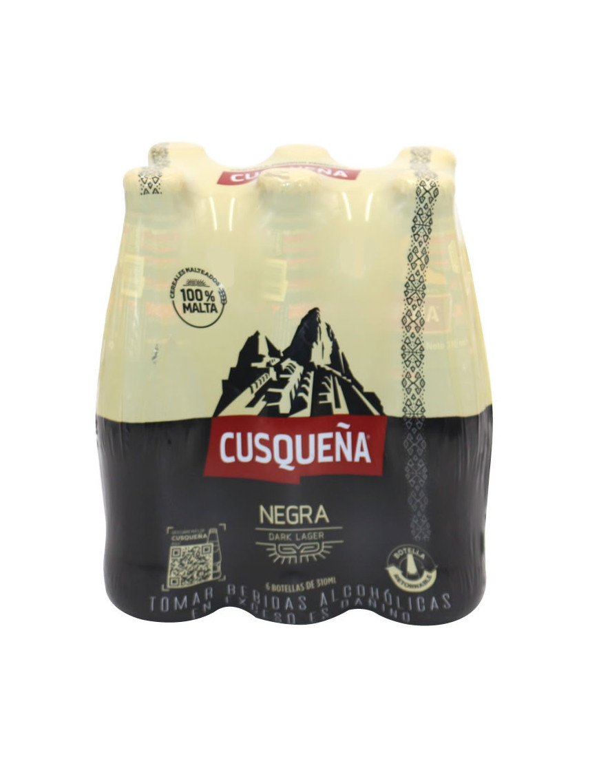 CERVEZA CUSQUEÑA BOTELLA X 310 ML. MALTA/NEGRA SIX PACK