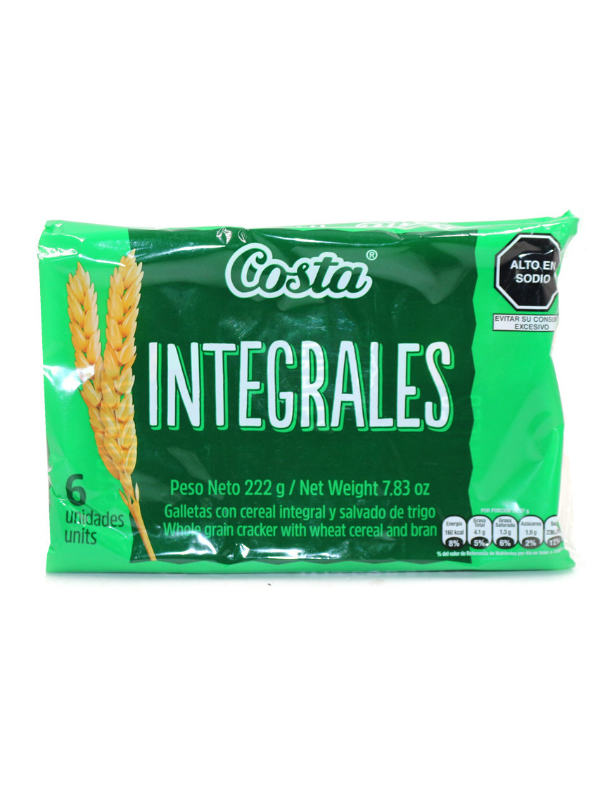 COSTA GALLETAS INTEGRALES X 222 GR. SIX PACK