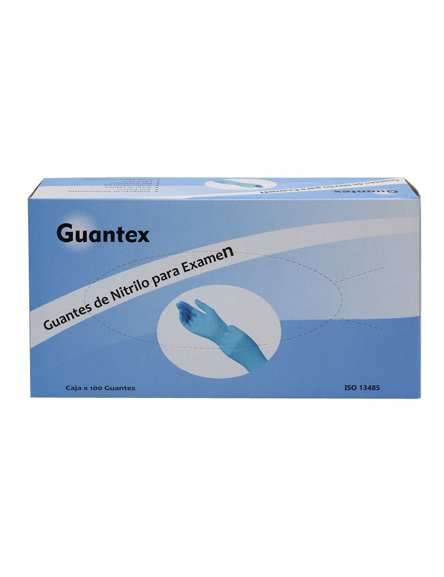 GUANTEX DE NITRILO X 100 UN TALLA " S " CELESTE