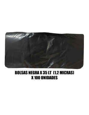 BOLSAS NEGRAS X 35 LT. X 100 UN. ( 1.2 MICRA ) PLAST (CON FUELLE)