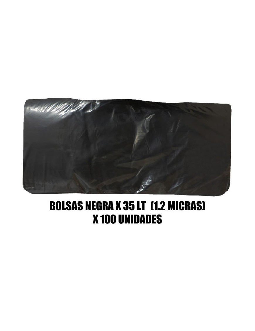 BOLSAS NEGRAS X 35 LT. X 100 UN. ( 1.2 MICRA ) PLAST (CON FUELLE)