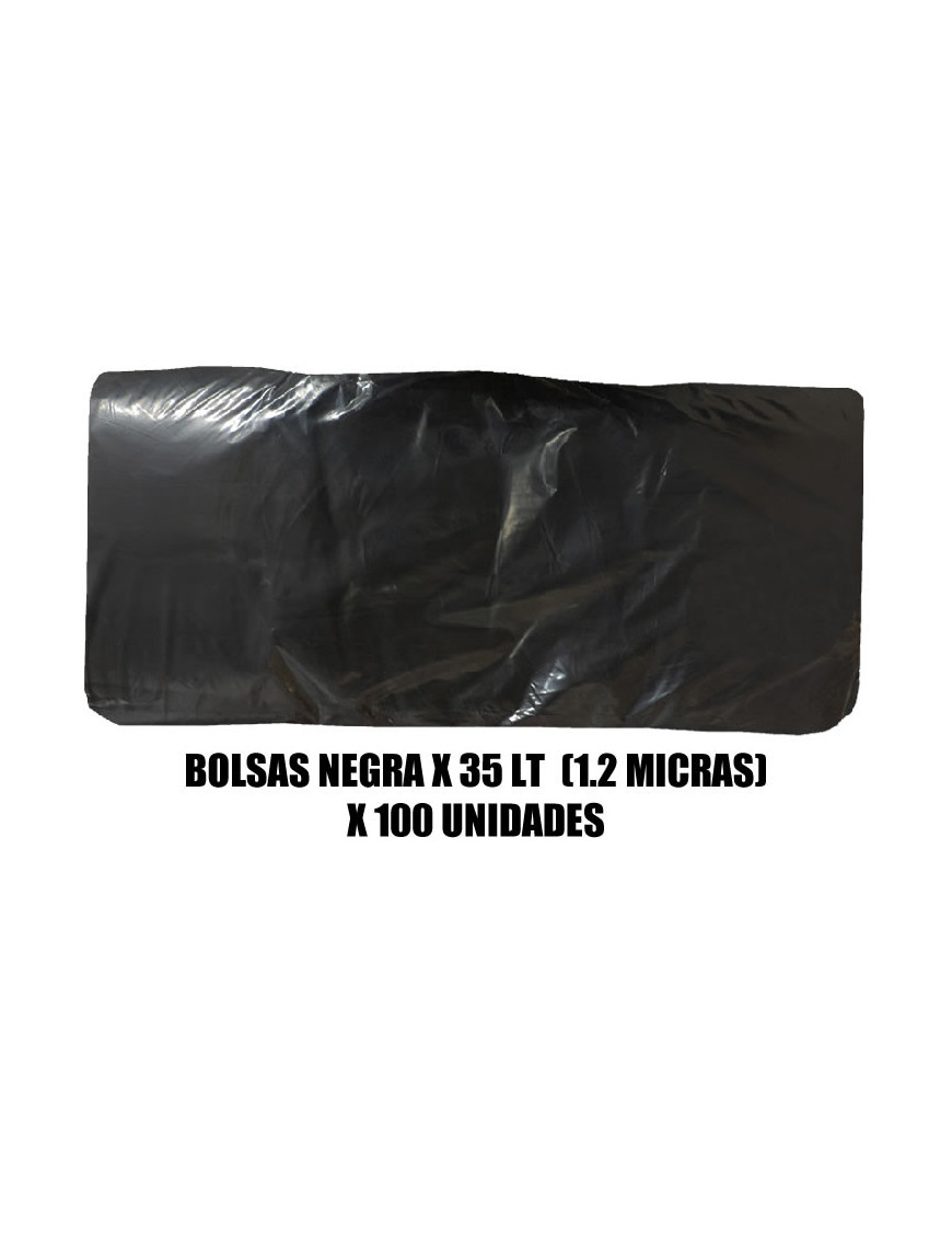 BOLSAS  NEGRAS X 35 LT X 100 UN ( 1.2 MICRA ) PLAST