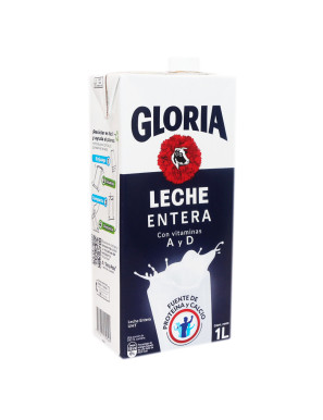 GLORIA LECHE UHT ENTERA CAJA X 1 LT. AZUL