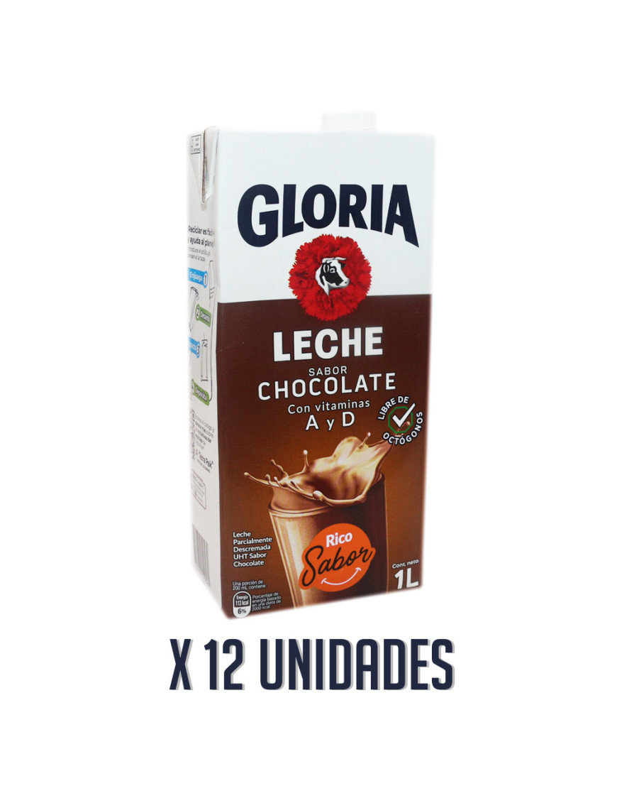 GLORIA LECHE UHT CHOCOLATADA CAJA X 1 LT X 12 UN.