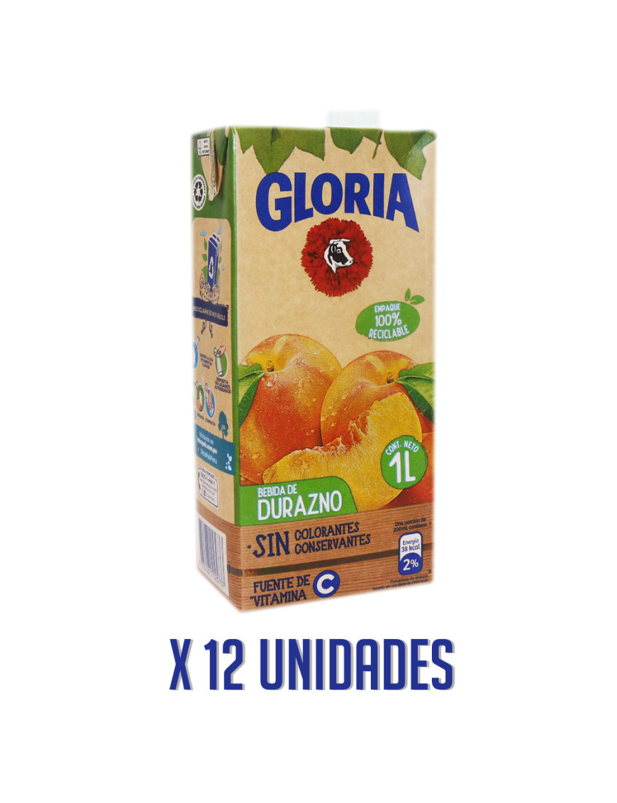 GLORIA BEBIDA DE DURAZNO X 1 LT. X 12 UN.