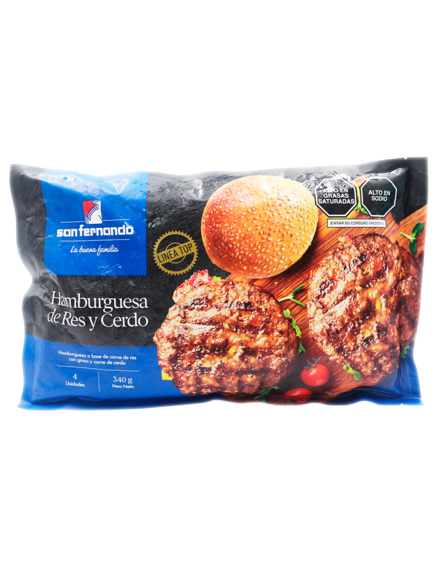SAN FERNANDO HAMBURG.DE RES Y CERDO X 340 GR. (4 UN)