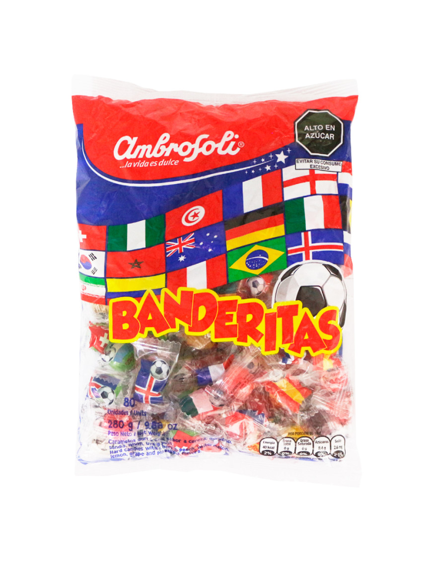 AMBROSOLI CARAMELOS BANDERITAS X 80 UN X 280 GR