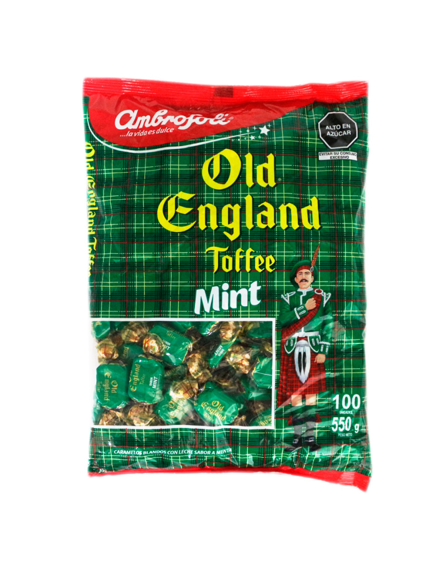 AMBROSOLI OLD ENGLAND TOFFE MENTA  X 100 UN X 550 GR