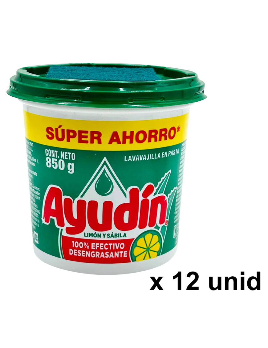 AYUDIN LAVAVAJILLA POTE X 850 GR. LIMON Y SABILA X 12 UN