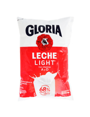 GLORIA LECHE UHT BOLSA .X 900 ML LIGHT ROJA