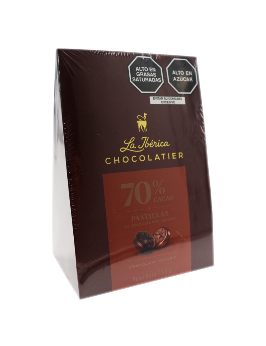 LA IBERICA PASTILLAS DE CHOCOLATE NEGRO 70% CACAO X 150 GR