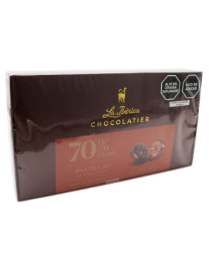 LA IBERICA PASTILLAS DE CHOCOLATE NEGRO 70% CACAO X 300 GR