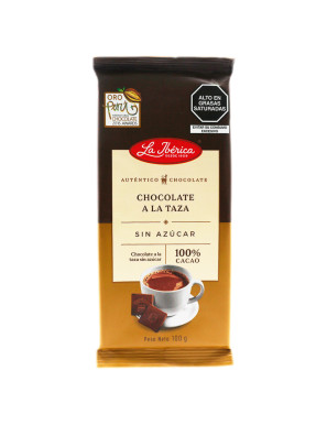 LA IBERICA CHOCOLATE PARA TAZA 100 % CACAO SIN AZUCAR X 100 GR