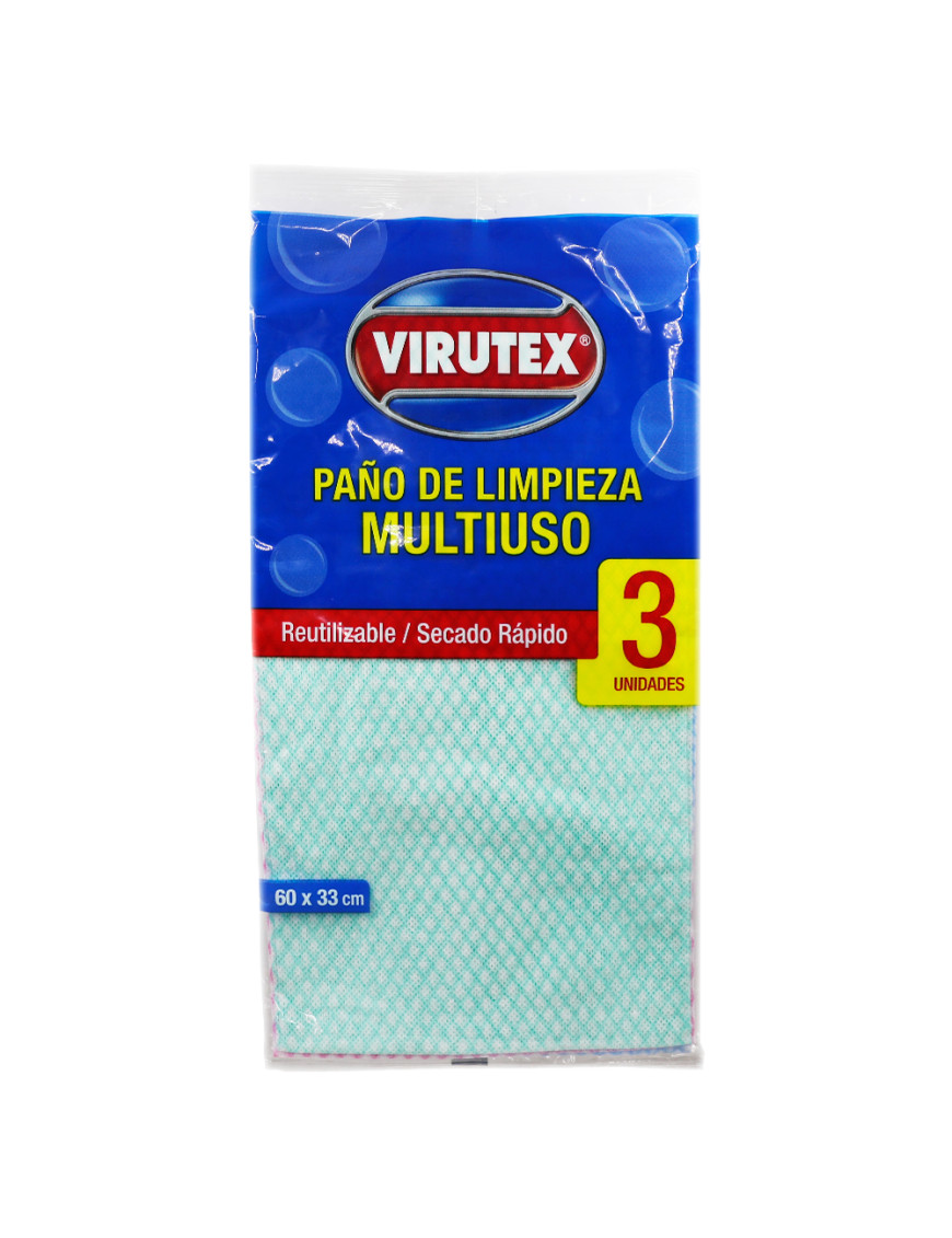VIRUTEX PAÑOS DE LIMPIEZA MULTIUSOS X 3 UN