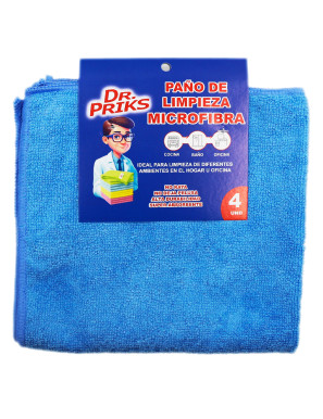 DR.PRIKS PAÑO SECADOR MICROFIBRA X 4 UN. (40 CM X 38 CM) CELESTE