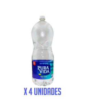 PURA VIDA AGUA DE MESA X 3 LT SIN GAS X 4 UN