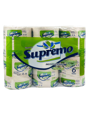 SUPREMO PAPEL TOALLA INSTITUCIONAL ECOLOGICO X 110 MT X 6 UN