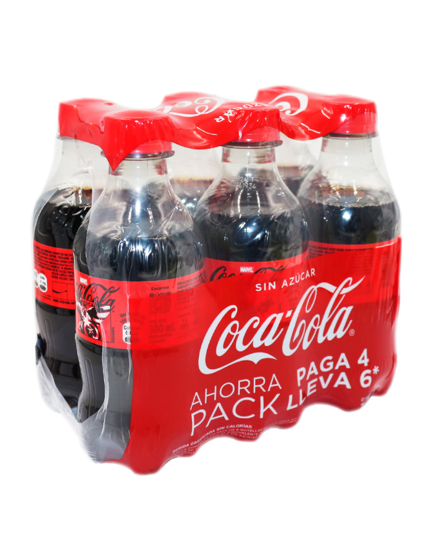 COCA COLA GASEOSAS SIN AZUCAR X 300 ML X 6 UN.