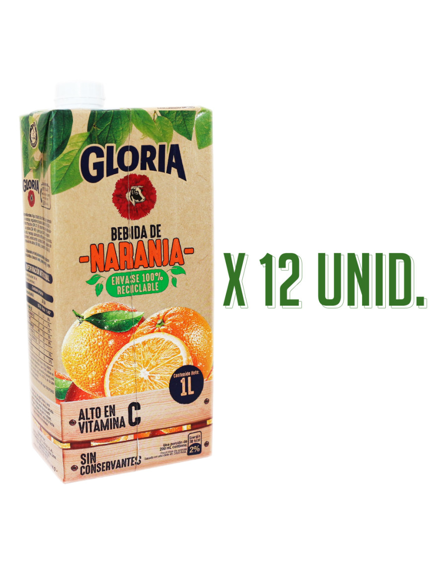 GLORIA BEBIDA DE NARANJA X 1 LT. X 12 UN.