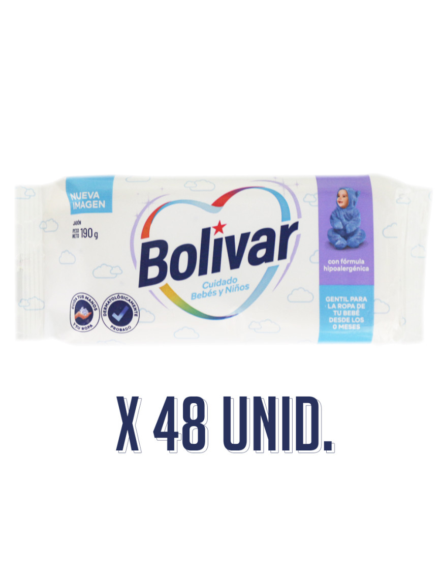 BOLIVAR JABON CUIDADO BEBES Y NIÑOS X 190 GR X 48 UN