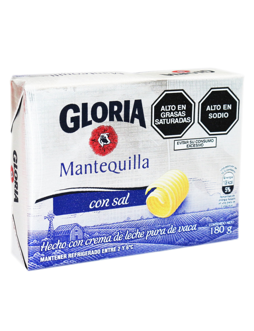 GLORIA MANTEQUILLA BARRA X 180 GR. CON SAL