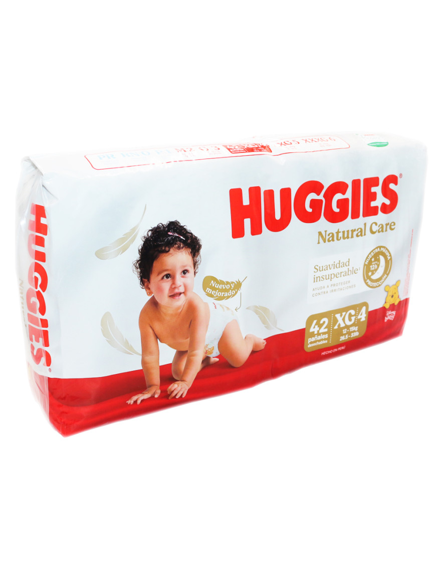 HUGGIES PAÑALES NATURAL CARE UNISEX  X 42 UN. TALLA XG