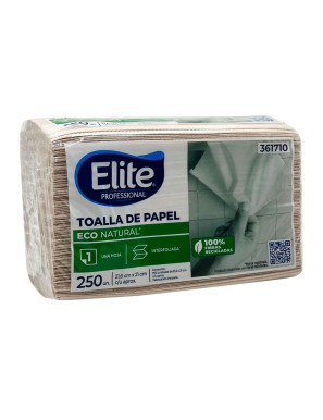 ELITE PAPEL TOALLA INTERFOLIADAS UNA HOJA  X 250 UN ECO NATURAL (361710)