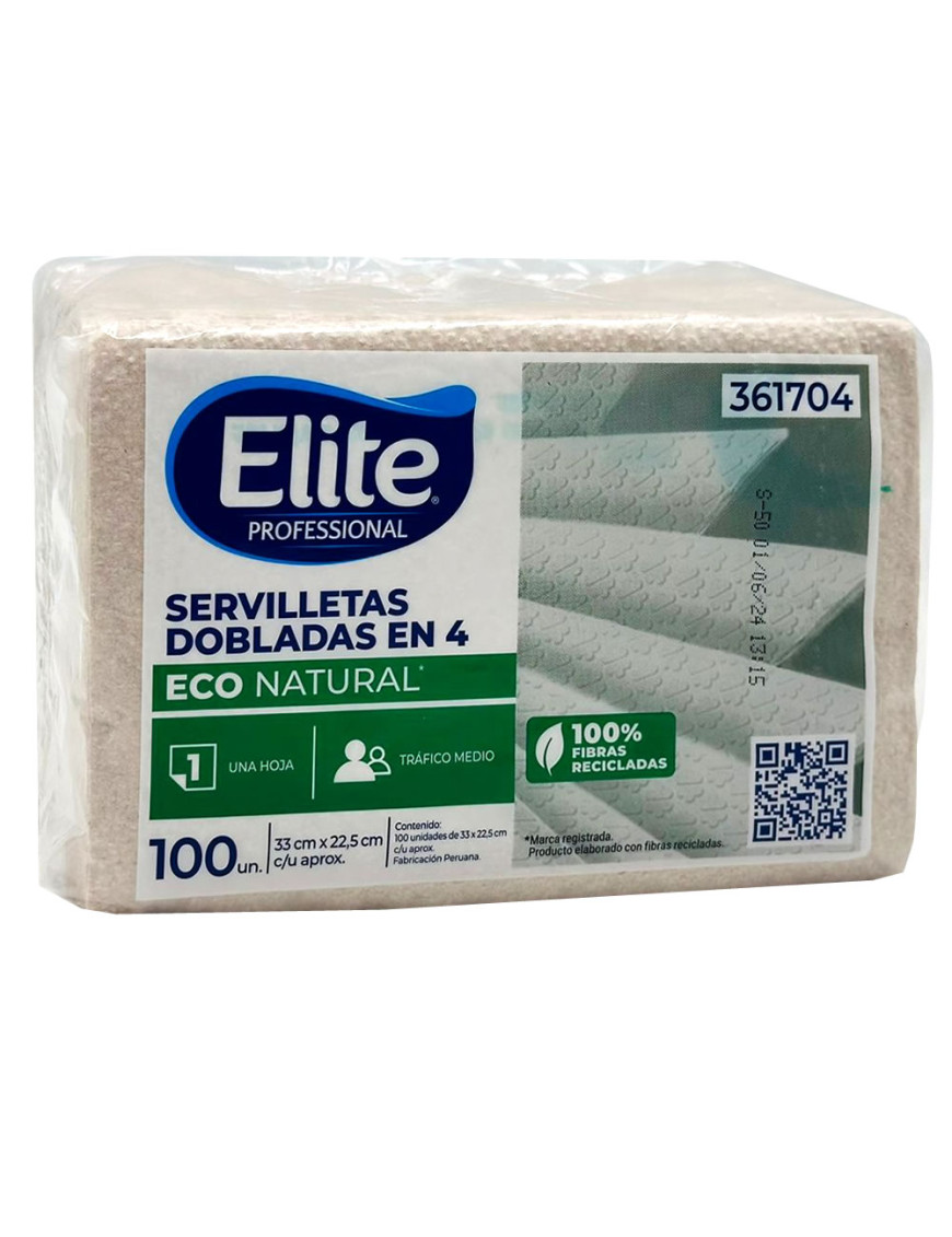 ELITE SERVILLETAS ECO NATURAL (33 X 22.5) X 100 UN. (361704)