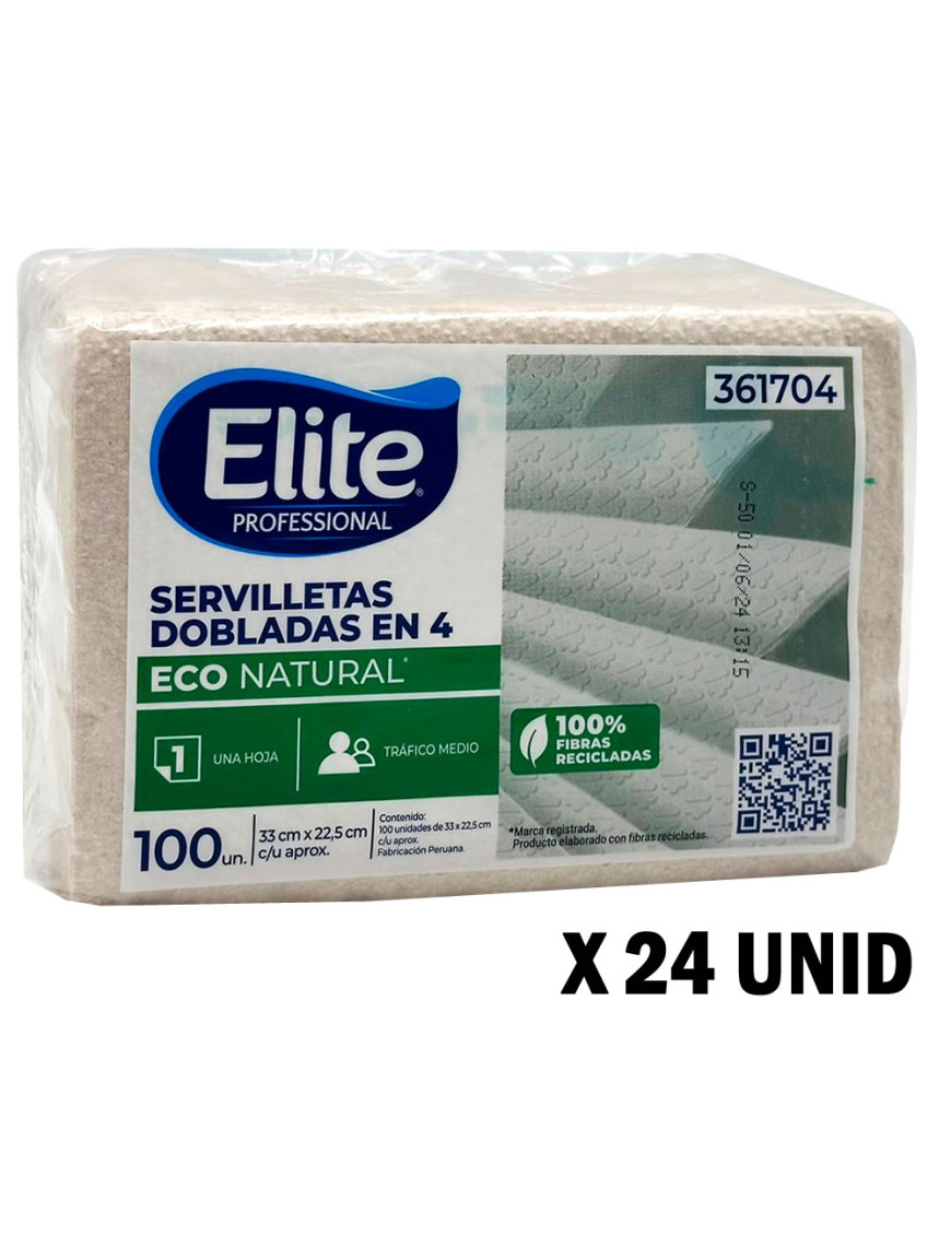 ELITE SERVILLETAS ECO NATURAL (33 X 22.5) X 100 UN. X 24 UN. (361704)