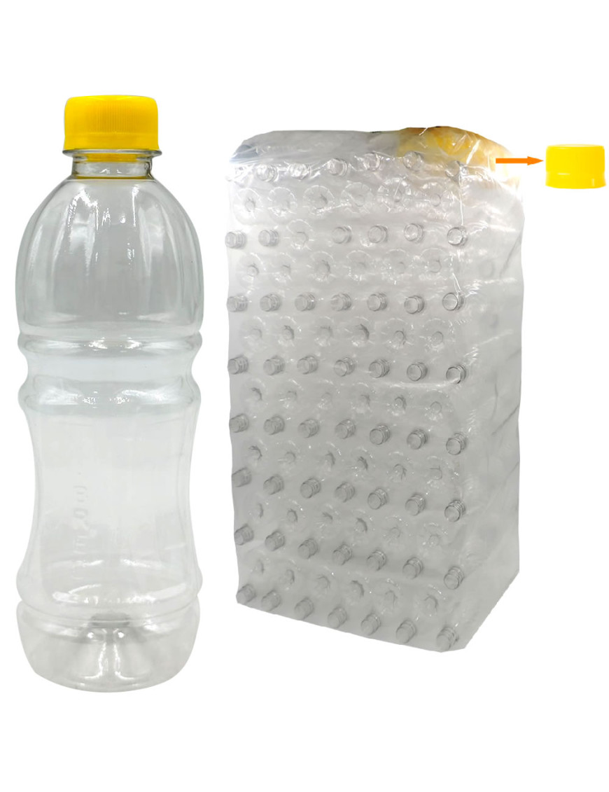 BOTELLA TRANSPARENTE CON TAPA X 450 ML X 100 UN