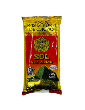 SOL DEL CUSCO CHOCOLATE PAR TAZA X 300 GR. PASTA PURA SIN AZUCAR