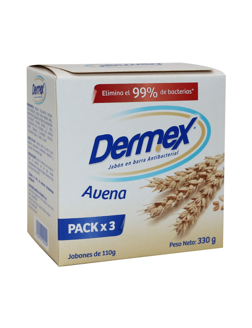 DERMEX JABON ANTIBACTERIAL PACK X 3 UN. AVENA