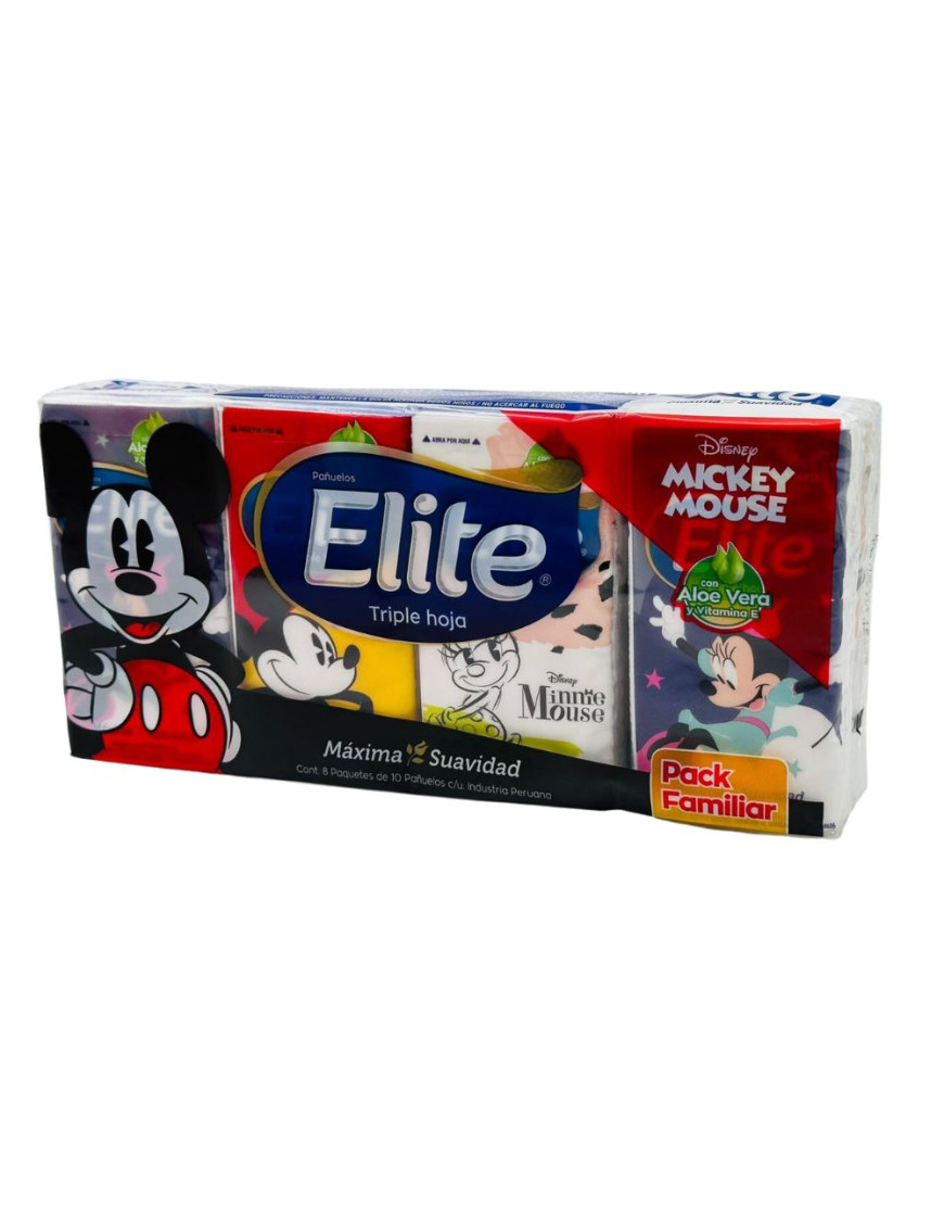 ELITE PAÑUELOS TISS. TRIPLE HOJA PACK X 8 UN (DISNEY)