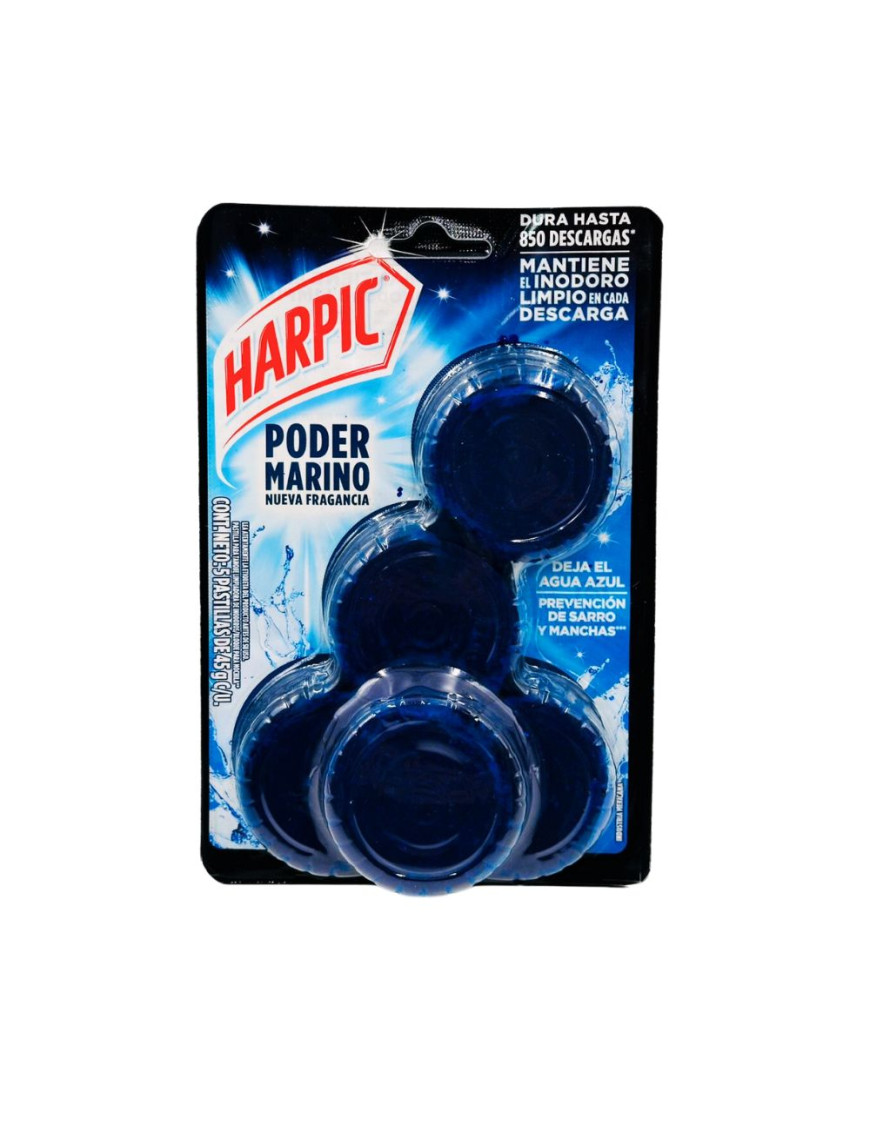 HARPIC PASTILLA PARA TANQUE/BAÑO PACK X 5 UN. PODER MARINO