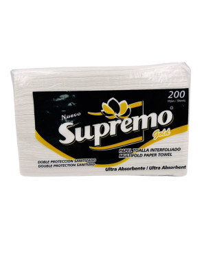 SUPREMO PAPEL TOALLA INTERFOLIADO BLANCO GOLD X 200 UN ( UNA HOJA )