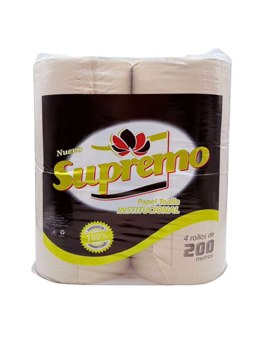 SUPREMO PAPEL TOALLA INSTITUCIONAL 4  X 200 MT. ECOLOGICO