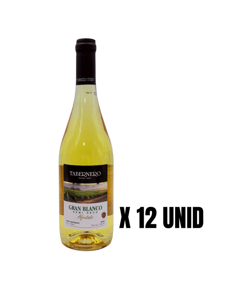 TABERNERO VINO X 750 ML. SEMI-SECO GRAN BLANCO X 12 UN.